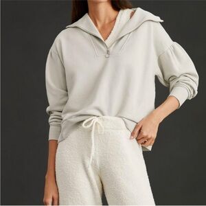 Anthropologie Daily Practice Half Zip Sweatshirt Sweater Gray lightweight yoga